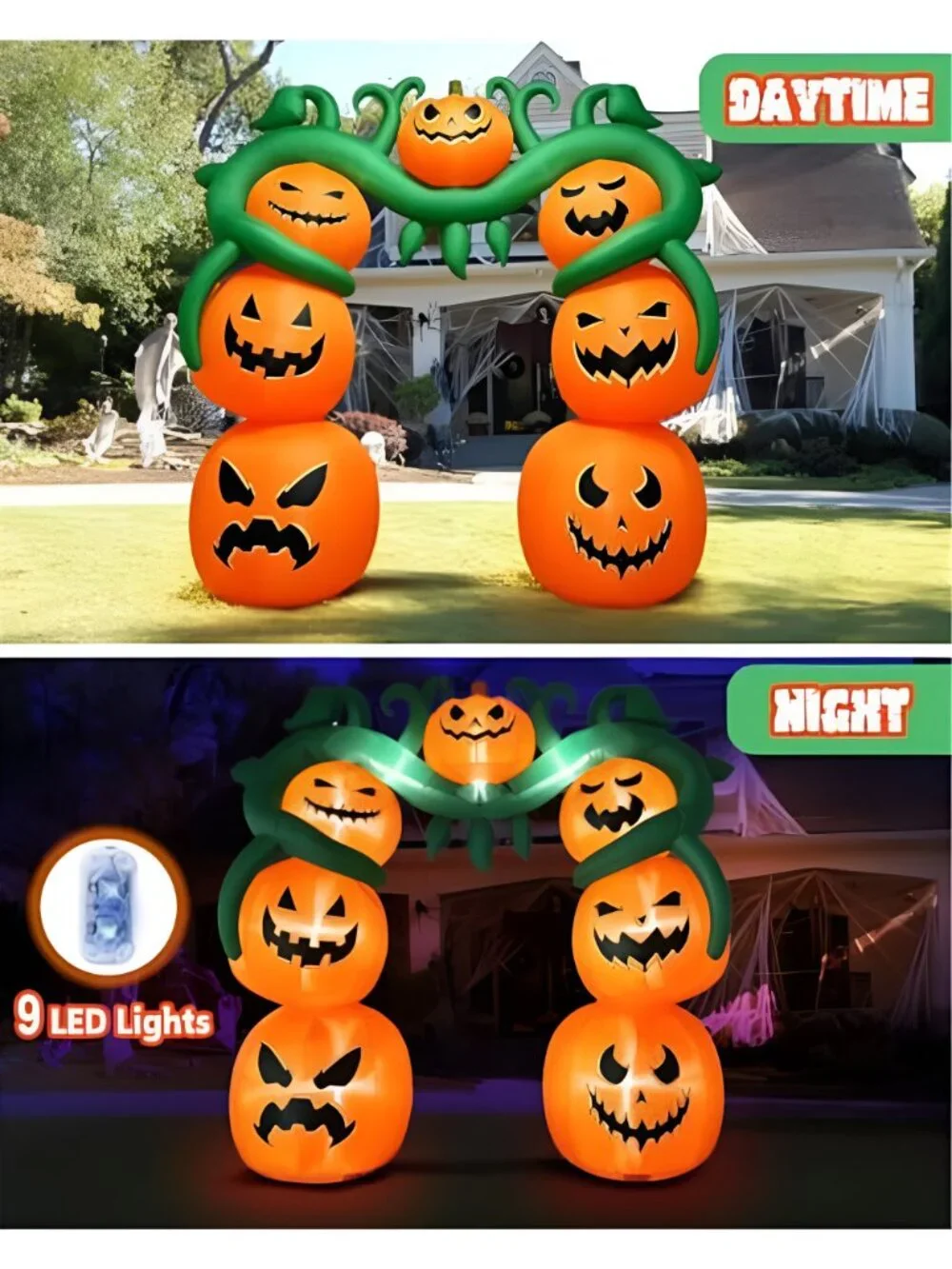 10FT Giant Halloween Inflatables Pumpkin Vine Archway, Halloween Blow up